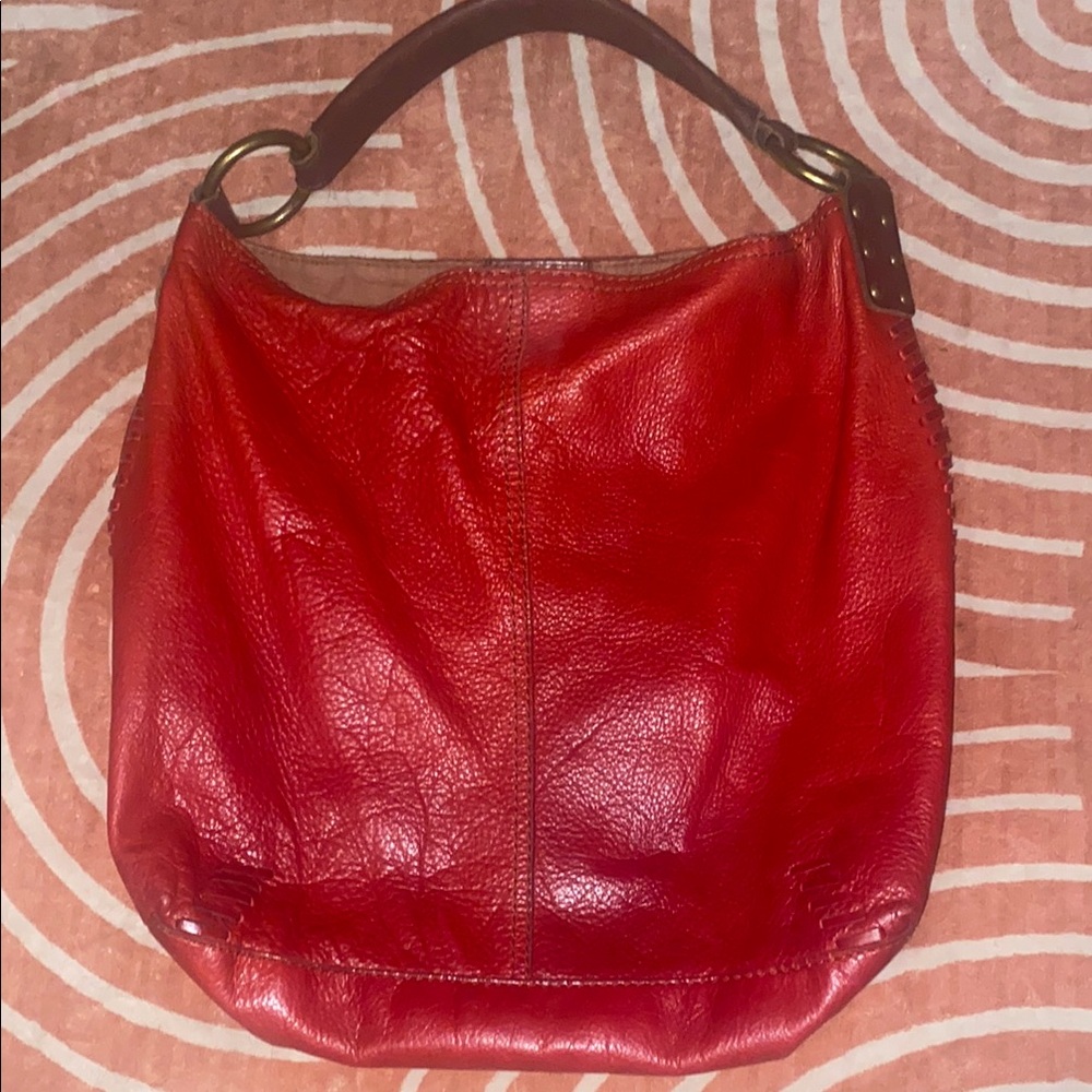 Red Genuine Leather Lucky Brand Hobo Bag